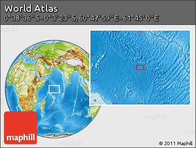 Physical Location Map of the Area around 0° 21' 0" S, 61° 16' 29" E
