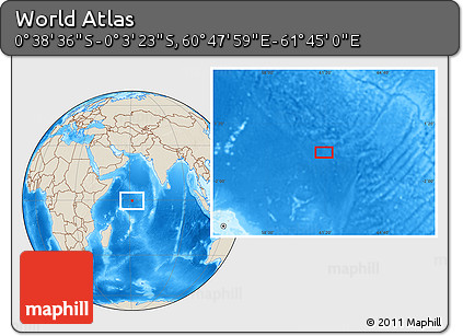 Shaded Relief Location Map of the Area around 0° 21' 0" S, 61° 16' 29" E