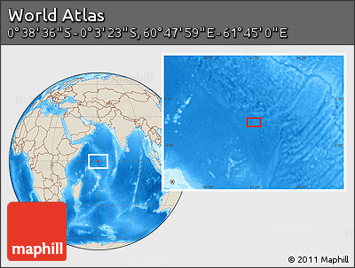 Shaded Relief Location Map of the Area around 0° 21' 0" S, 61° 16' 29" E