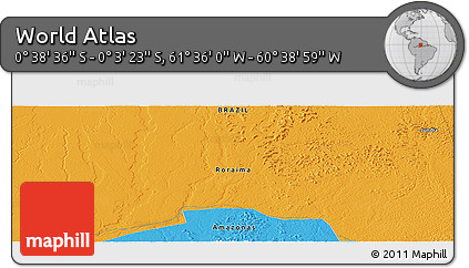 Political Panoramic Map of the Area around 0° 21' 0" S, 61° 7' 30" W