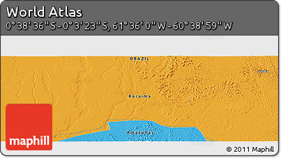 Political Panoramic Map of the Area around 0° 21' 0" S, 61° 7' 30" W