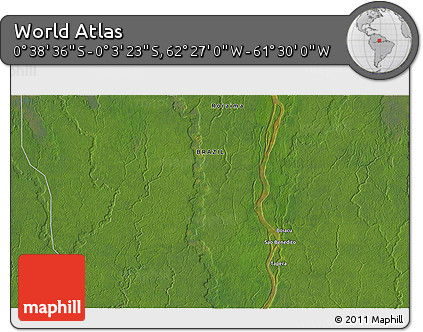 Satellite 3D Map of the Area around 0° 21' 0" S, 61° 58' 30" W