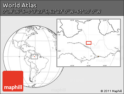 Blank Location Map of the Area around 0° 21' 0" S, 61° 58' 30" W