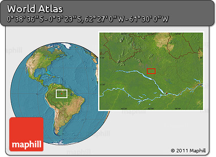 Satellite Location Map of the Area around 0° 21' 0" S, 61° 58' 30" W