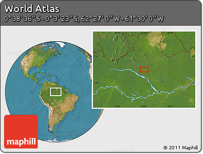 Satellite Location Map of the Area around 0° 21' 0" S, 61° 58' 30" W