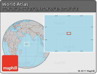 Gray Location Map of the Area around 0° 21' 0" S, 62° 7' 30" E