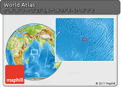 Physical Location Map of the Area around 0° 21' 0" S, 62° 7' 30" E