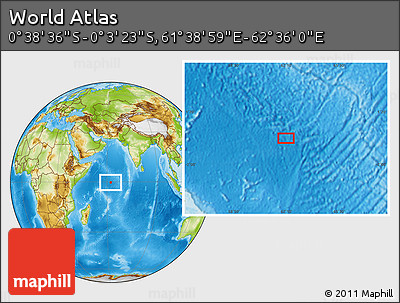 Physical Location Map of the Area around 0° 21' 0" S, 62° 7' 30" E