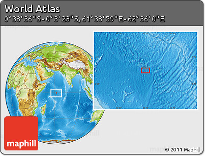 Physical Location Map of the Area around 0° 21' 0" S, 62° 7' 30" E