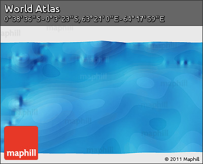 Political 3D Map of the Area around 0° 21' 0" S, 63° 49' 30" E