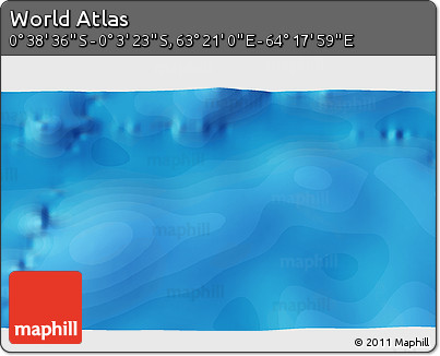 Political 3D Map of the Area around 0° 21' 0" S, 63° 49' 30" E