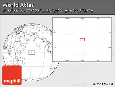 Blank Location Map of the Area around 0° 21' 0" S, 63° 49' 30" E