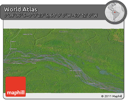 Satellite 3D Map of the Area around 0° 21' 0" S, 63° 40' 30" W