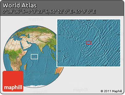 Satellite Location Map of the Area around 0° 21' 0" S, 64° 40' 30" E