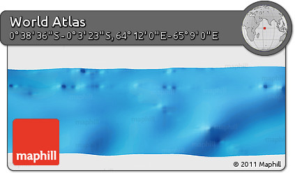 Shaded Relief Panoramic Map of the Area around 0° 21' 0" S, 64° 40' 30" E