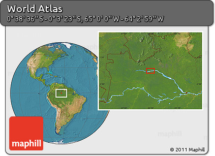 Satellite Location Map of the Area around 0° 21' 0" S, 64° 31' 30" W