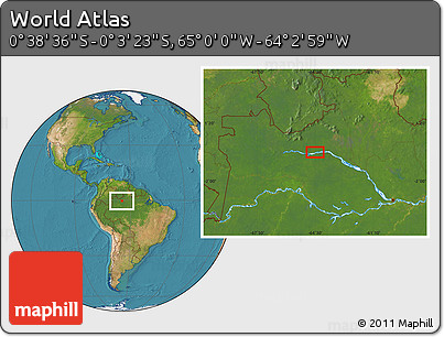 Satellite Location Map of the Area around 0° 21' 0" S, 64° 31' 30" W