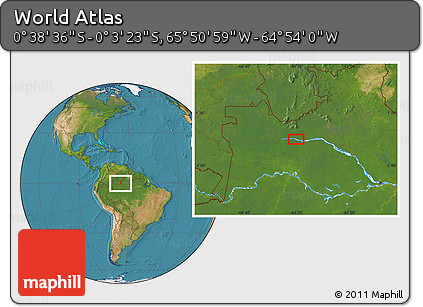 Satellite Location Map of the Area around 0° 21' 0" S, 65° 22' 30" W