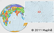 Political Location Map of the area around 0° 21' 0" S, 66° 22' 30" E