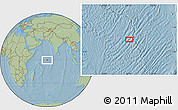 Savanna Style Location Map of the area around 0° 21' 0" S, 66° 22' 30" E, hill shading