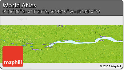 Physical Panoramic Map of the Area around 0° 21' 0" S, 66° 13' 29" W