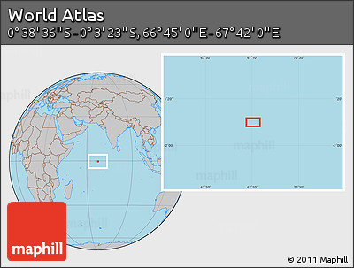 Gray Location Map of the Area around 0° 21' 0" S, 67° 13' 29" E