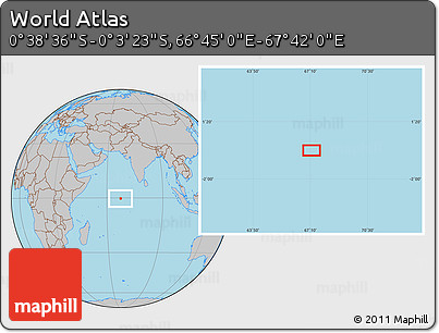 Gray Location Map of the Area around 0° 21' 0" S, 67° 13' 29" E