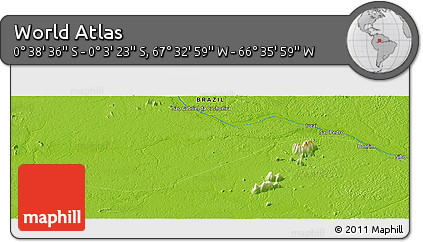 Physical Panoramic Map of the Area around 0° 21' 0" S, 67° 4' 29" W