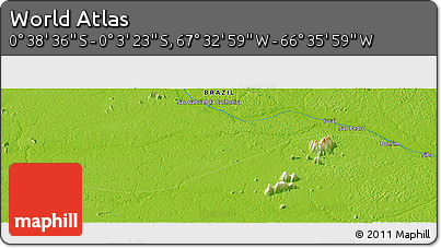 Physical Panoramic Map of the Area around 0° 21' 0" S, 67° 4' 29" W