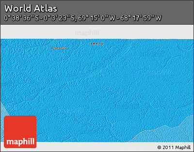 Political 3D Map of the Area around 0° 21' 0" S, 68° 46' 30" W