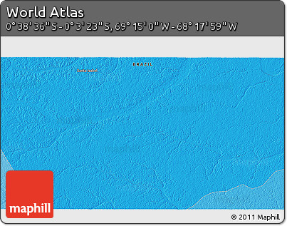 Political 3D Map of the Area around 0° 21' 0" S, 68° 46' 30" W