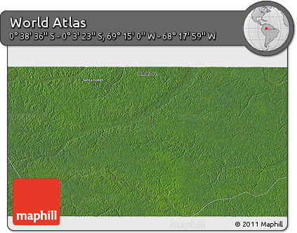 Satellite 3D Map of the Area around 0° 21' 0" S, 68° 46' 30" W