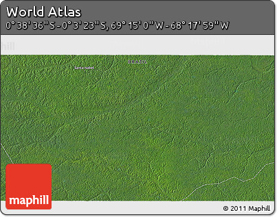 Satellite 3D Map of the Area around 0° 21' 0" S, 68° 46' 30" W