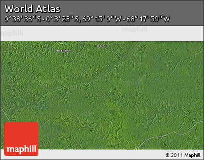 Satellite 3D Map of the Area around 0° 21' 0" S, 68° 46' 30" W