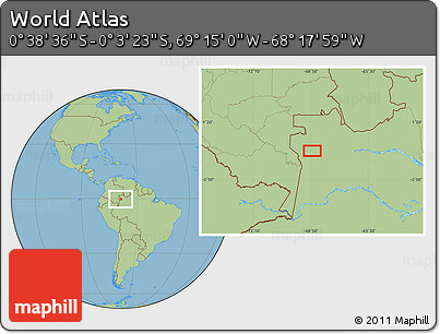 Savanna Style Location Map of the Area around 0° 21' 0" S, 68° 46' 30" W