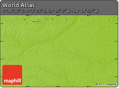 Physical Map of the Area around 0° 21' 0" S, 68° 46' 30" W