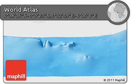 Shaded Relief Panoramic Map of the Area around 0° 21' 0" S, 6° 1' 30" E