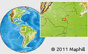 Physical Location Map of the area around 0° 21' 0" S, 70° 28' 29" W