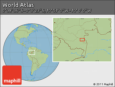 Savanna Style Location Map of the Area around 0° 21' 0" S, 70° 28' 29" W