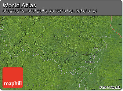 Satellite Map of the Area around 0° 21' 0" S, 70° 28' 29" W