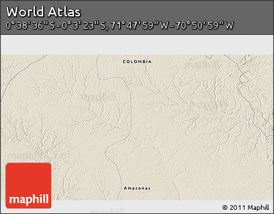 Shaded Relief 3D Map of the Area around 0° 21' 0" S, 71° 19' 29" W