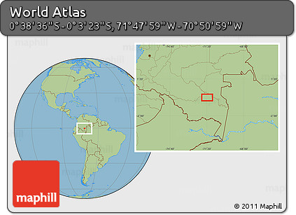 Savanna Style Location Map of the Area around 0° 21' 0" S, 71° 19' 29" W