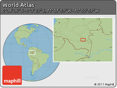 Savanna Style Location Map of the Area around 0° 21' 0" S, 71° 19' 29" W