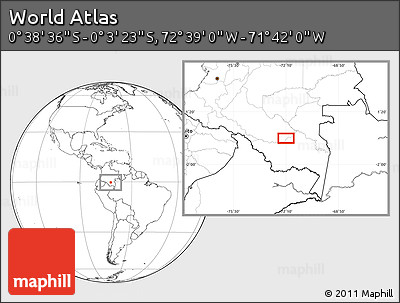 Blank Location Map of the Area around 0° 21' 0" S, 72° 10' 30" W