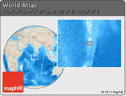 Shaded Relief Location Map of the Area around 0° 21' 0" S, 73° 10' 30" E