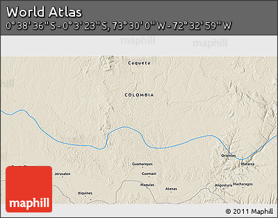Shaded Relief 3D Map of the Area around 0° 21' 0" S, 73° 1' 30" W