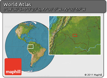Satellite Location Map of the Area around 0° 21' 0" S, 73° 1' 30" W
