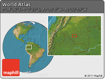 Satellite Location Map of the Area around 0° 21' 0" S, 73° 1' 30" W