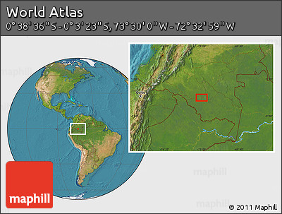 Satellite Location Map of the Area around 0° 21' 0" S, 73° 1' 30" W