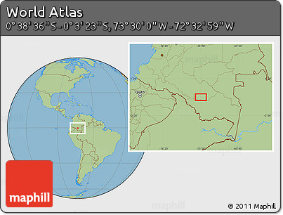 Savanna Style Location Map of the Area around 0° 21' 0" S, 73° 1' 30" W